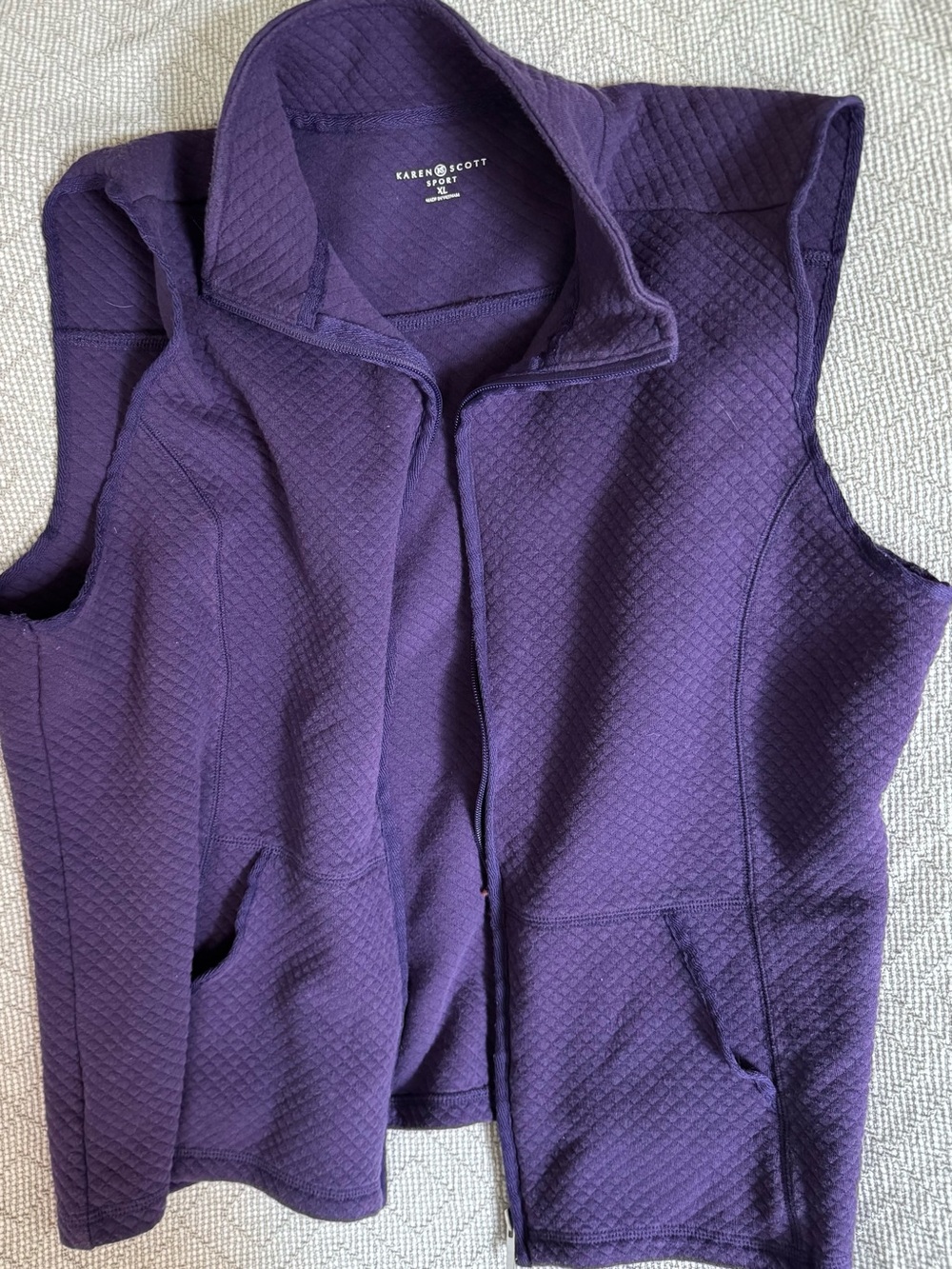 Karen Scott Deep Purple Quilted Vest - Women's Sleeveless Jacket